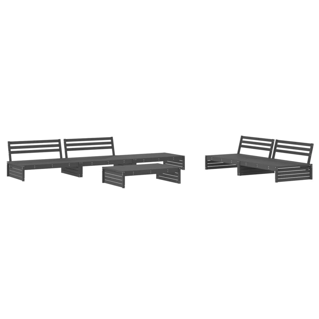 Set Divani da Giardino 6pz con Cuscini in Legno Massello Grigio 3186153