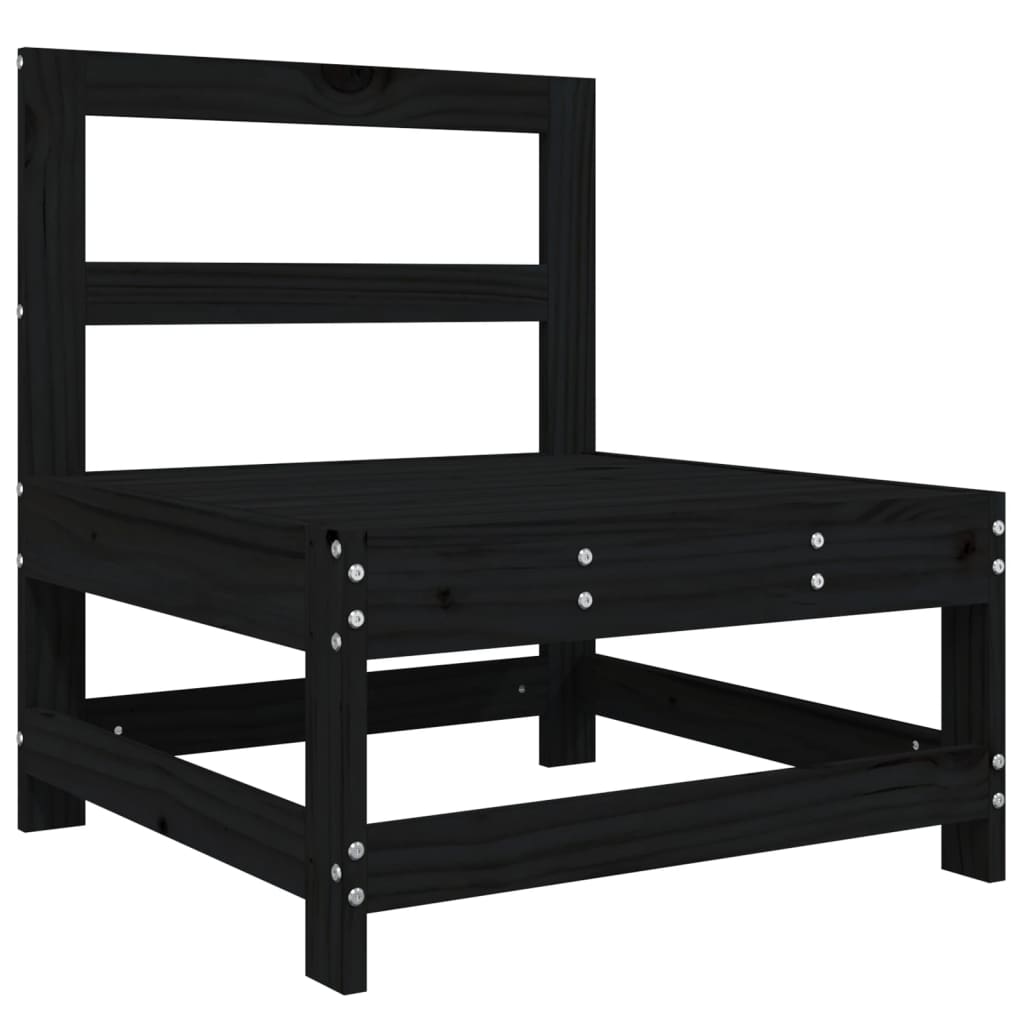 Set Salotto da Giardino 5 pz Nero in Legno Massello di Pino 3186183