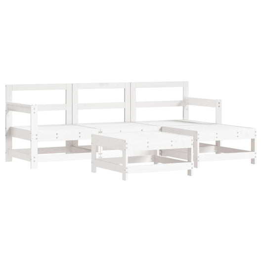Set Salotto da Giardino 5 pz Bianco in Legno Massello di Pino 3186187