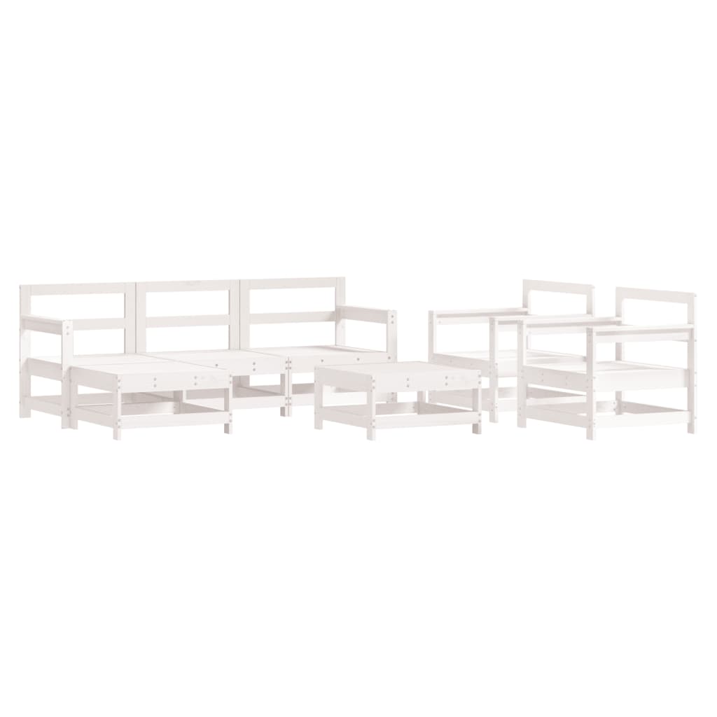 Set Salotto da Giardino 7 pz Bianco in Legno Massello di Pinocod mxl 70008