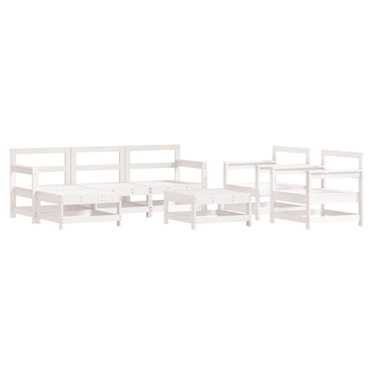 Set Salotto da Giardino 7 pz Bianco in Legno Massello di Pinocod mxl 70008