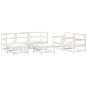 Set Salotto da Giardino 7 pz Bianco in Legno Massello di Pinocod mxl 69975