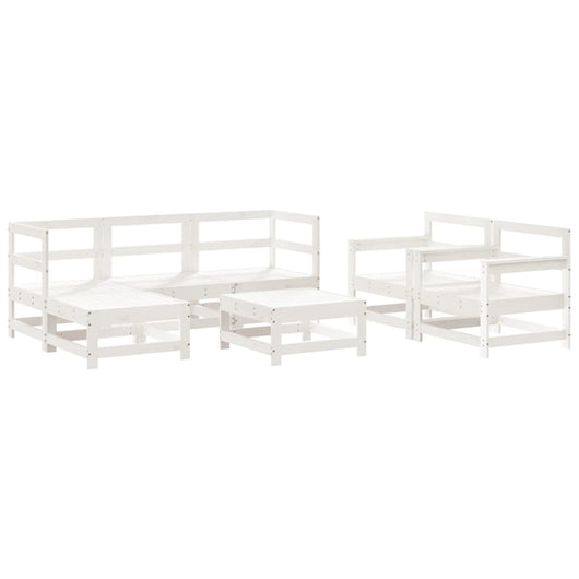 Set Salotto da Giardino 7 pz Bianco in Legno Massello di Pinocod mxl 69975