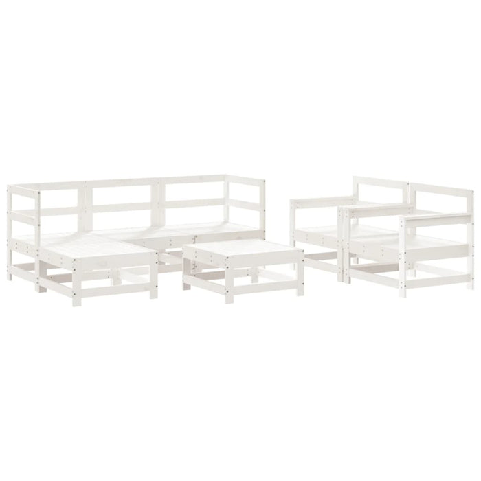 Set Salotto da Giardino 7 pz Bianco in Legno Massello di Pinocod mxl 69975