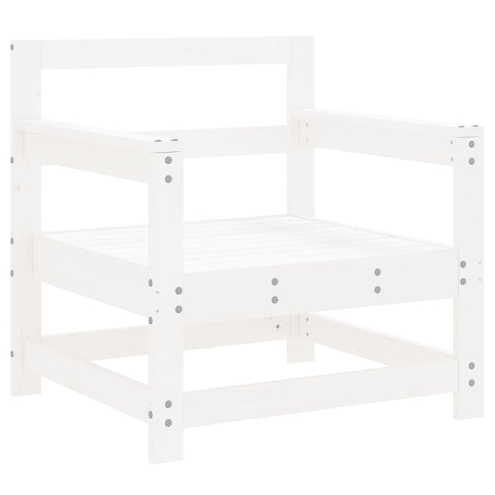 Set Salotto da Giardino 7 pz Bianco in Legno Massello di Pino