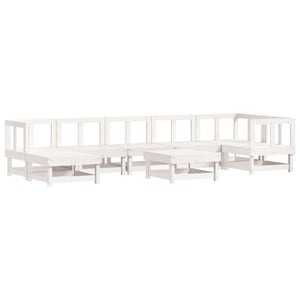 Set Salotto da Giardino 8 pz in Legno Massello di Pino Bianco