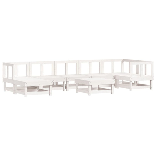 Set Salotto da Giardino 8 pz in Legno Massello di Pino Bianco