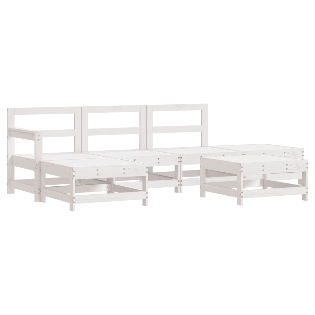 Set Salotto da Giardino 6 pz Bianco in Legno Massello di Pino