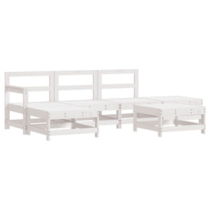 Set Salotto da Giardino 6 pz Bianco in Legno Massello di Pino