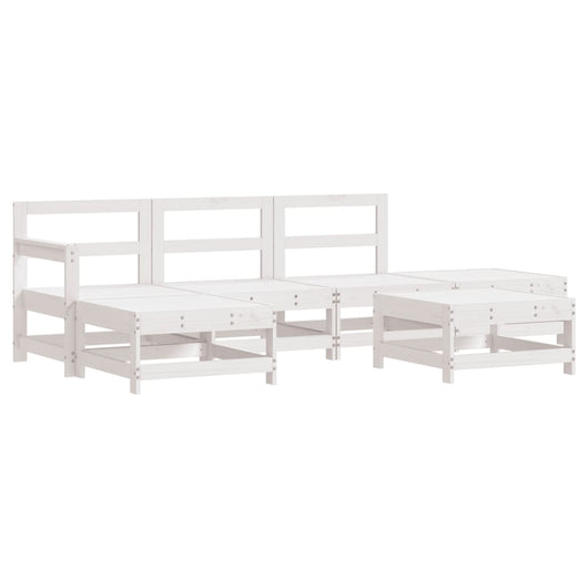 Set Salotto da Giardino 6 pz Bianco in Legno Massello di Pino 3186320