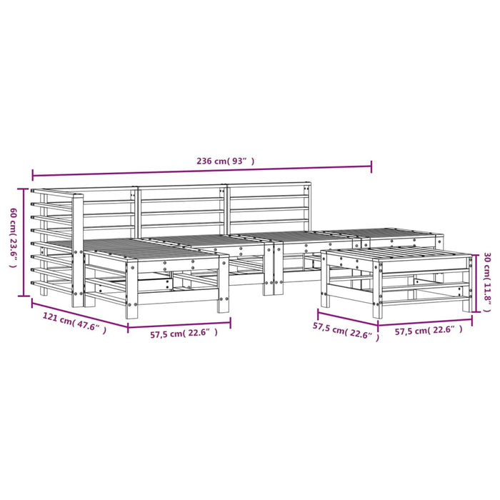 Set Salotto da Giardino 6 pz Bianco in Legno Massello di Pino 3186334