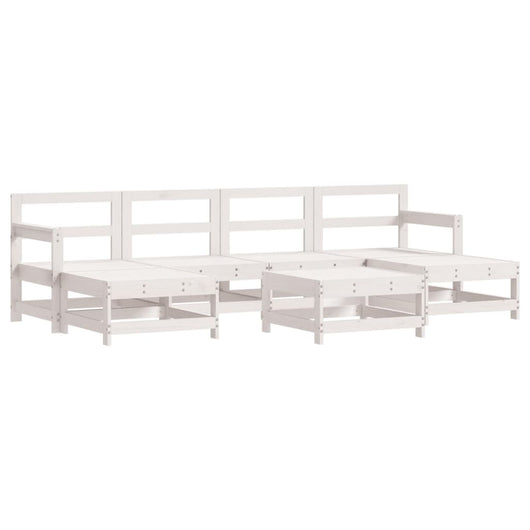 Set Salotto da Giardino 7 pz Bianco in Legno Massello di Pino