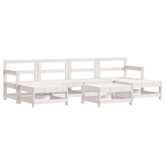 Set Salotto da Giardino 7 pz Bianco in Legno Massello di Pinocod mxl 70221