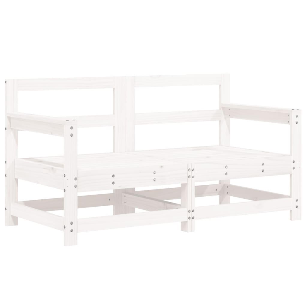 Set Salotto da Giardino 7 pz Bianco in Legno Massello di Pino