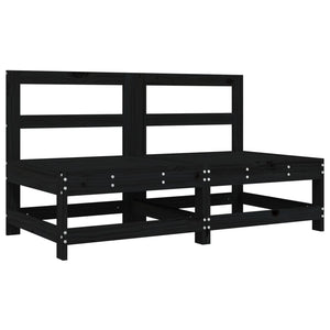 Set Salotto da Giardino 6 pz Nero in Legno Massello di Pino 3186463