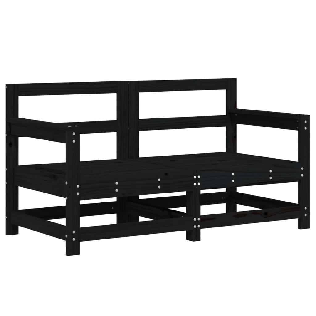 Set Salotto da Giardino 6 pz Nero in Legno Massello di Pino 3186463