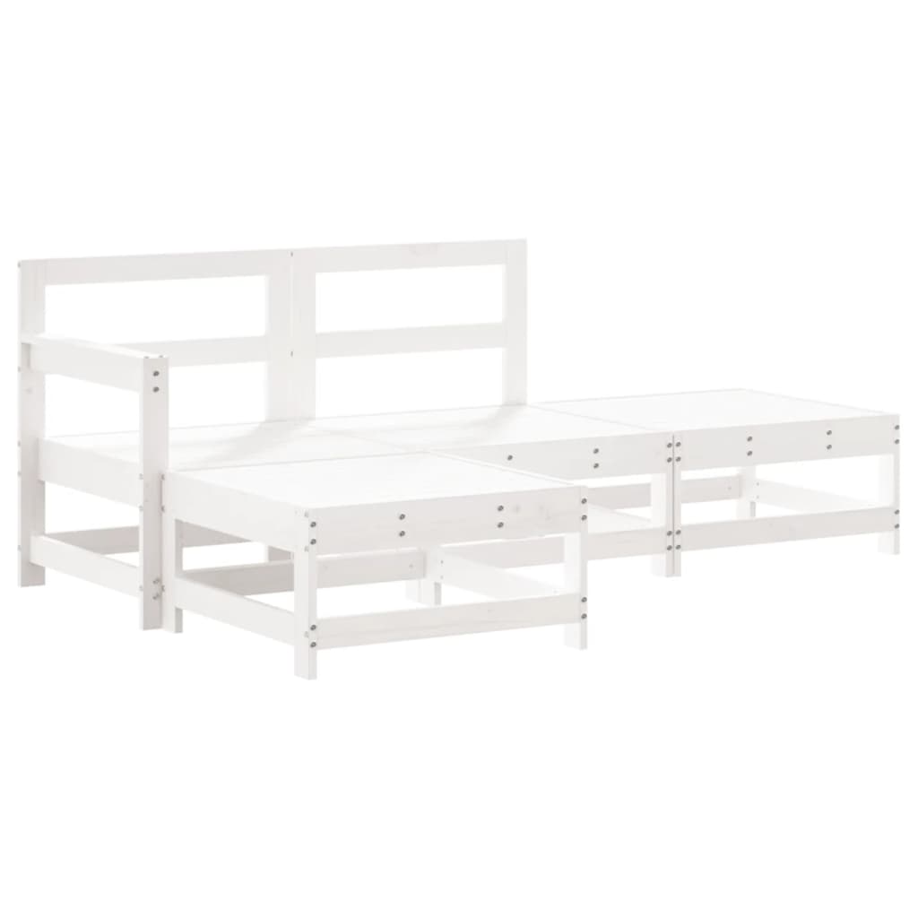 Set Salotto da Giardino 4 pz Bianco in Legno Massello di Pino 3186488