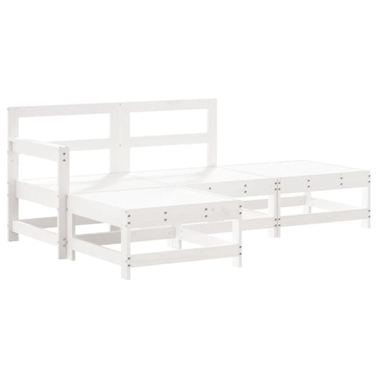 Set Salotto da Giardino 4 pz Bianco in Legno Massello di Pino 3186488
