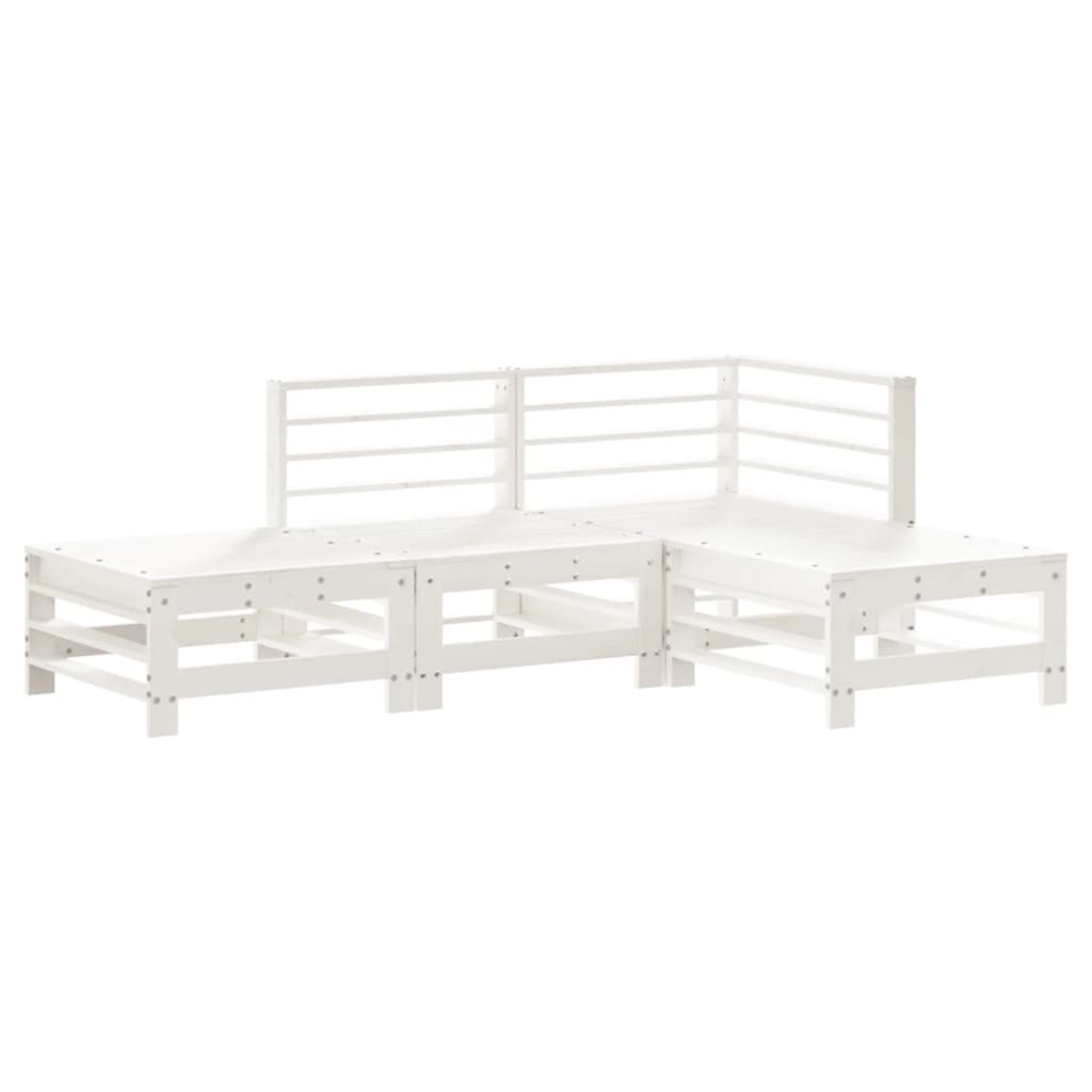 Set Salotto da Giardino 4 pz Bianco in Legno Massello di Pino 3186502
