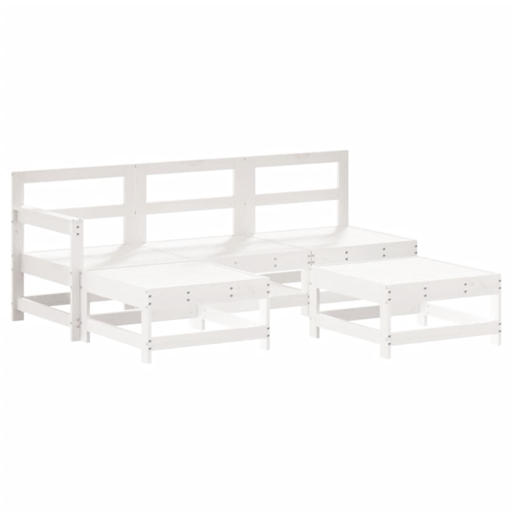 Set Salotto da Giardino 5 pz Bianco in Legno Massello di Pino 3186530