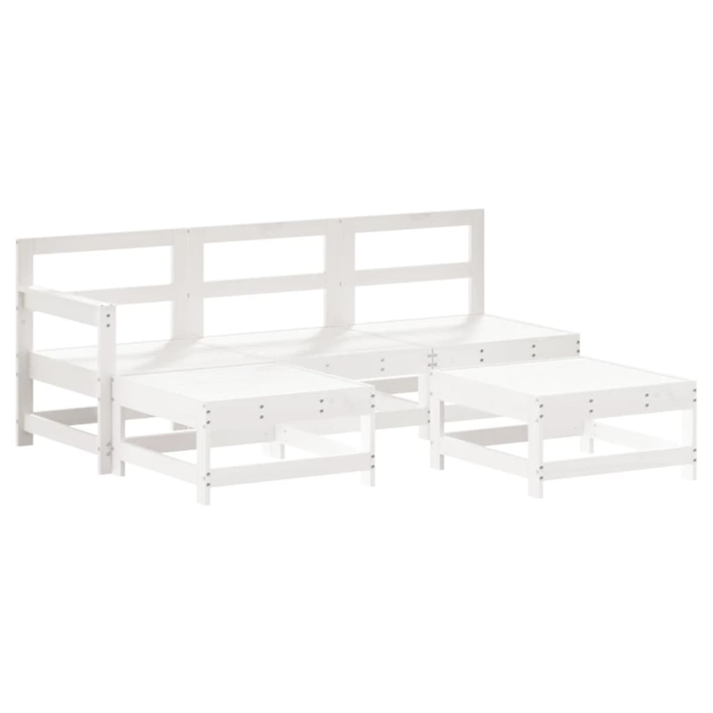 Set Salotto da Giardino 5 pz Bianco in Legno Massello di Pinocod mxl 94010