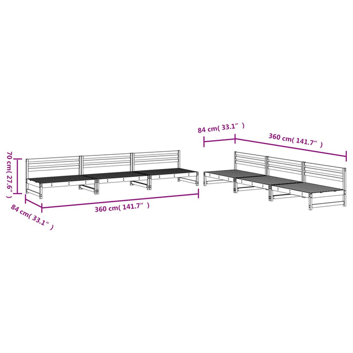 Set Salotto da Giardino 6 pz in Legno Impregnato di Pino