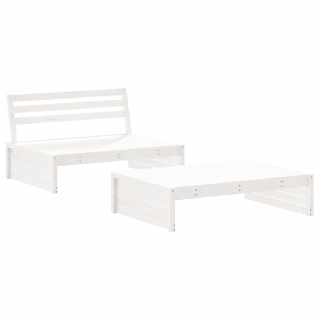 Set Salotto da Giardino 2 pz Bianco in Legno Massello di Pino 3186621