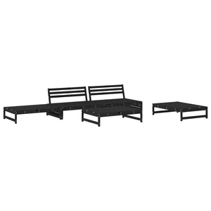 Set Salotto da Giardino 5 pz Nero in Legno Massello di Pino 3186638
