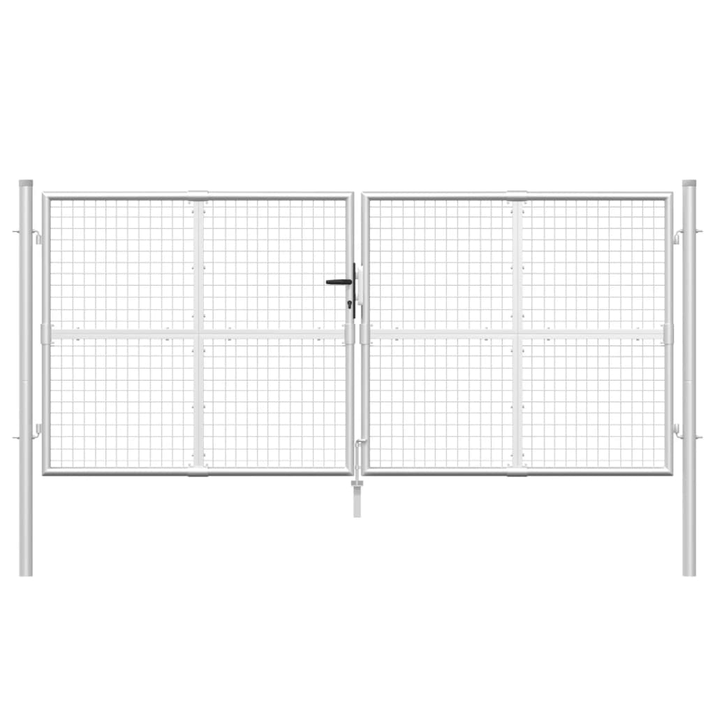 Cancello da giardino in rete argento 300x125 cm in acciaio zincato 154531