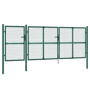 Cancello da Giardino in Rete Verde 400x175 cm Acciaio Zincato