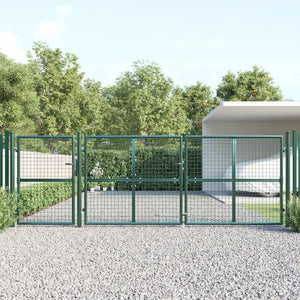 Cancello da Giardino in Rete Verde 400x175 cm Acciaio Zincato
