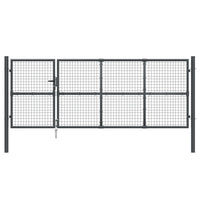 Cancello da Giardino Rete Antracite 350x175 cm Acciaio Zincato 154543