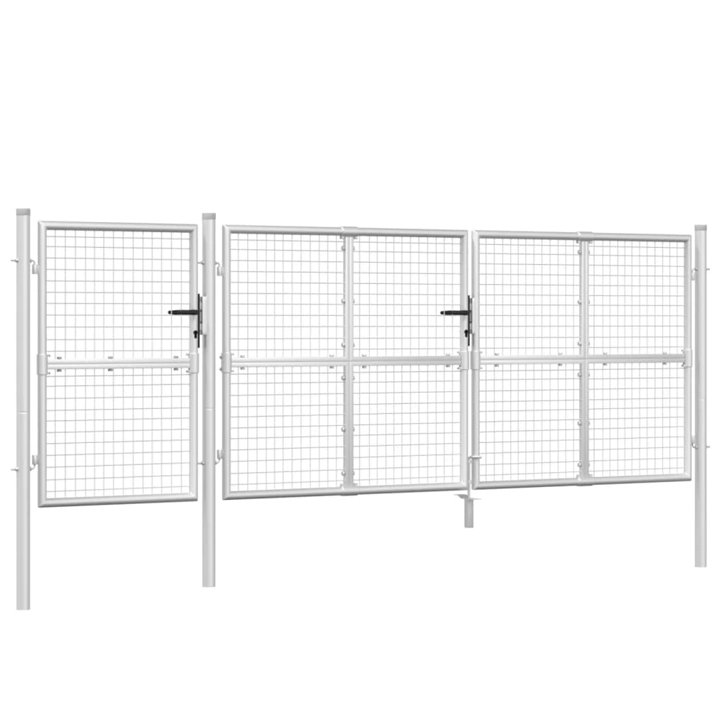 Cancello da Giardino in Rete Argento 400x175 cm Acciaio Zincato 154555