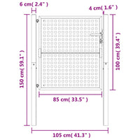 Cancello da giardino antracite 105x100 cm in acciaio 154560