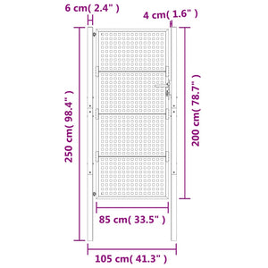 Cancello da giardino antracite 105x200 cm in acciaio 154564