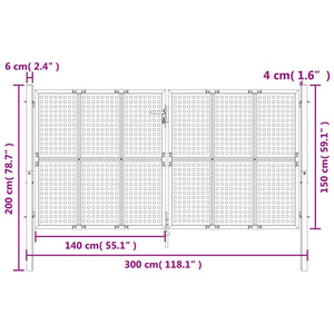 Cancello Giardino Antracite 300x150 cm in Acciaio 154568