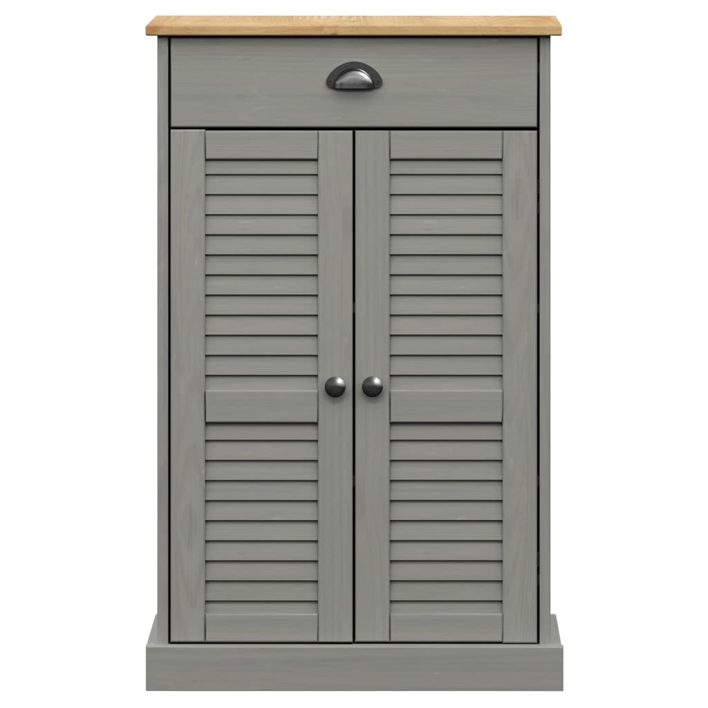Scarpiera VIGO 60x35x96 cm in Legno Massello di Pino Grigio 353168