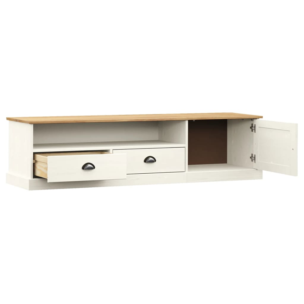 Mobile Porta TV VIGO Bianco 156x40x40 cm Legno Massello di Pino 353173