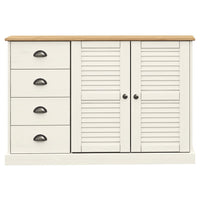 Credenza Cassetti VIGO 113x40x75 cm Legno Massello Pino Bianco 353188