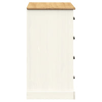 Credenza Cassetti VIGO 113x40x75 cm Legno Massello Pino Bianco 353188