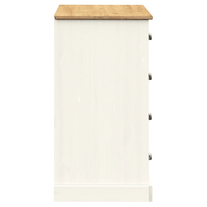 Credenza Cassetti VIGO 113x40x75 cm Legno Massello Pino Bianco 353188