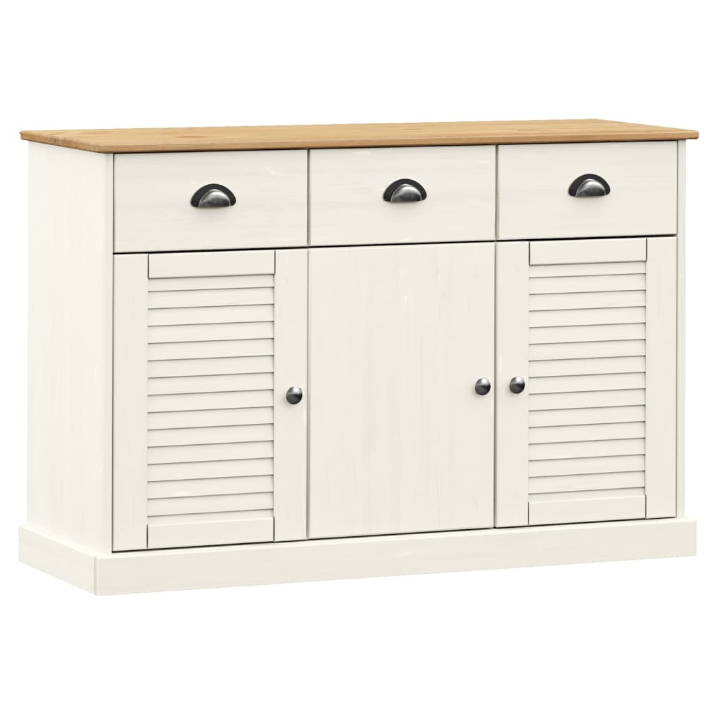 Credenza-Buffet-Armadio da cucina Cassetti VIGO 113x40x75 cm Legno Massello Pino Bianco