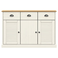 Credenza-Buffet-Armadio da cucina Cassetti VIGO 113x40x75 cm Legno Massello Pino Bianco