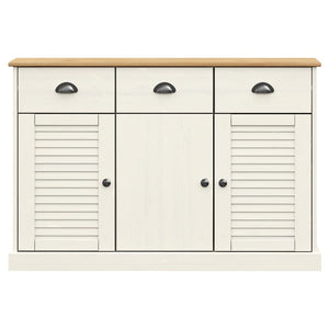 Credenza-Buffet-Armadio da cucina Cassetti VIGO 113x40x75 cm Legno Massello Pino Bianco