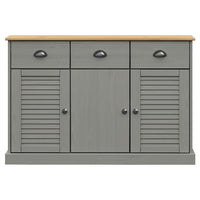 Credenza Cassetti VIGO 113x40x75 cm Legno Massello Pino Grigio 353192