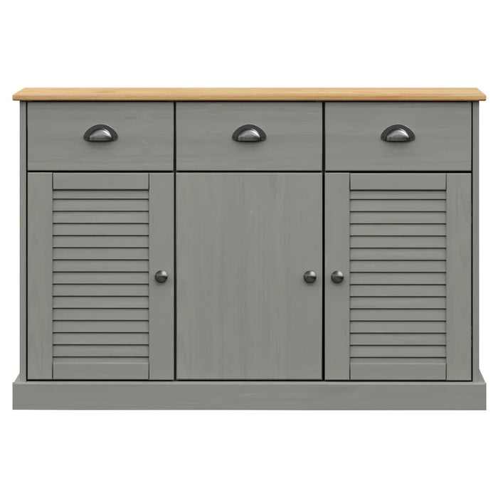 Credenza Cassetti VIGO 113x40x75 cm Legno Massello Pino Grigio 353192