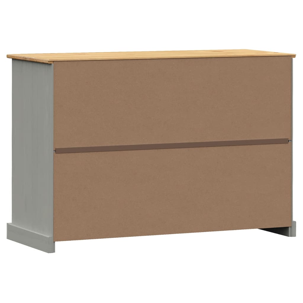 Credenza Cassetti VIGO 113x40x75 cm Legno Massello Pino Grigio 353192