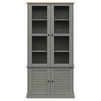 Vetrina VIGO 85x35x170 cm in Legno Massello di Pino Grigio