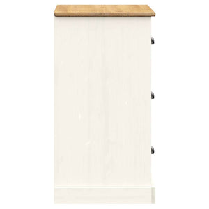 Credenza Cassetti VIGO Bianco 78x40x75 cm Legno Massello Pino 353200