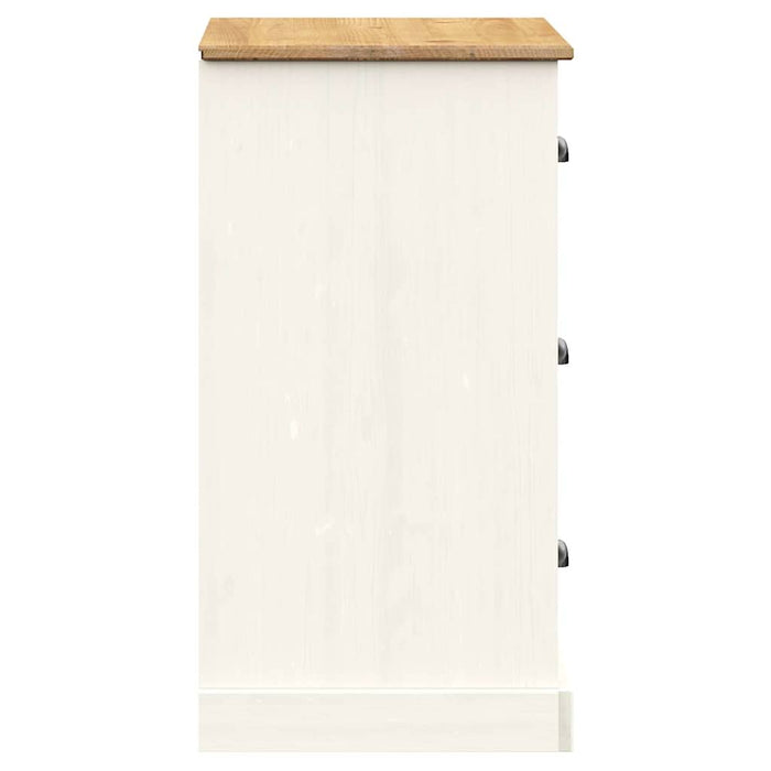 Credenza Cassetti VIGO Bianco 78x40x75 cm Legno Massello Pino 353200